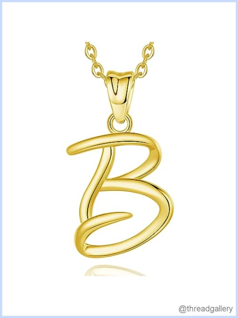 Sterling Silver Initial B Necklace 18K Gold Plated 18in Chain Gift